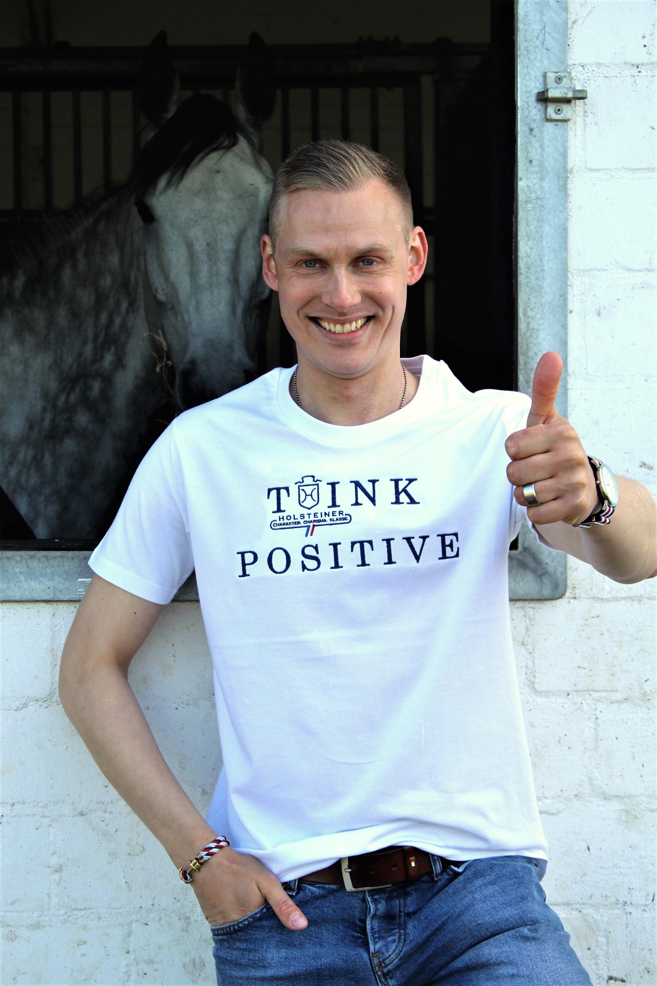 T-Shirt THINK POSITIVE Men's (3204) Blue and White