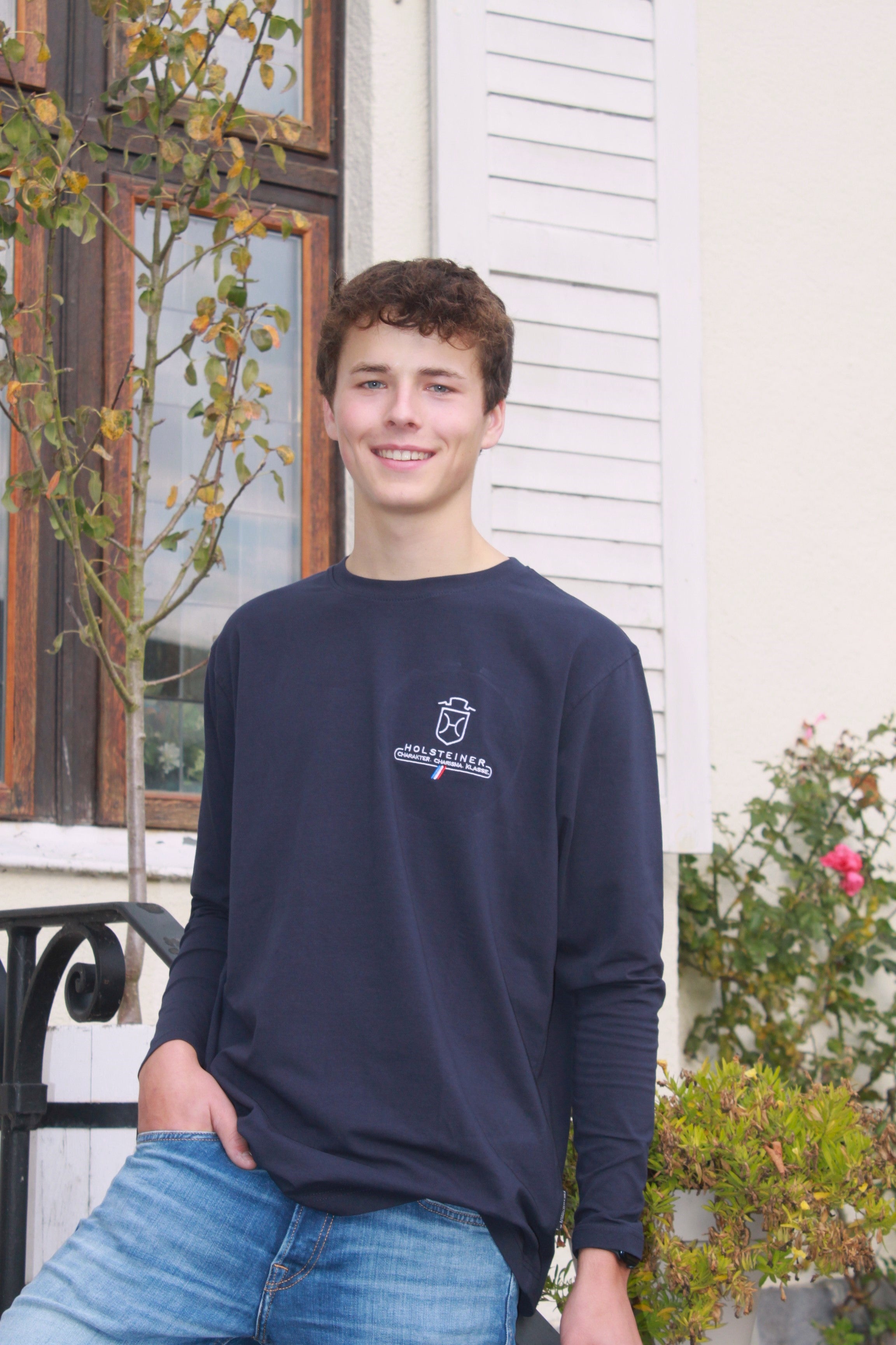 Men's Long-Sleeve T-Shirt, Dark Blue &amp; Gray (3033)