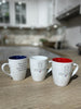 Kaffeebecher Premium Porzellan Weiß mit Blau (5016) mit Weiß (5016 a) mit Rot (5016 b)
