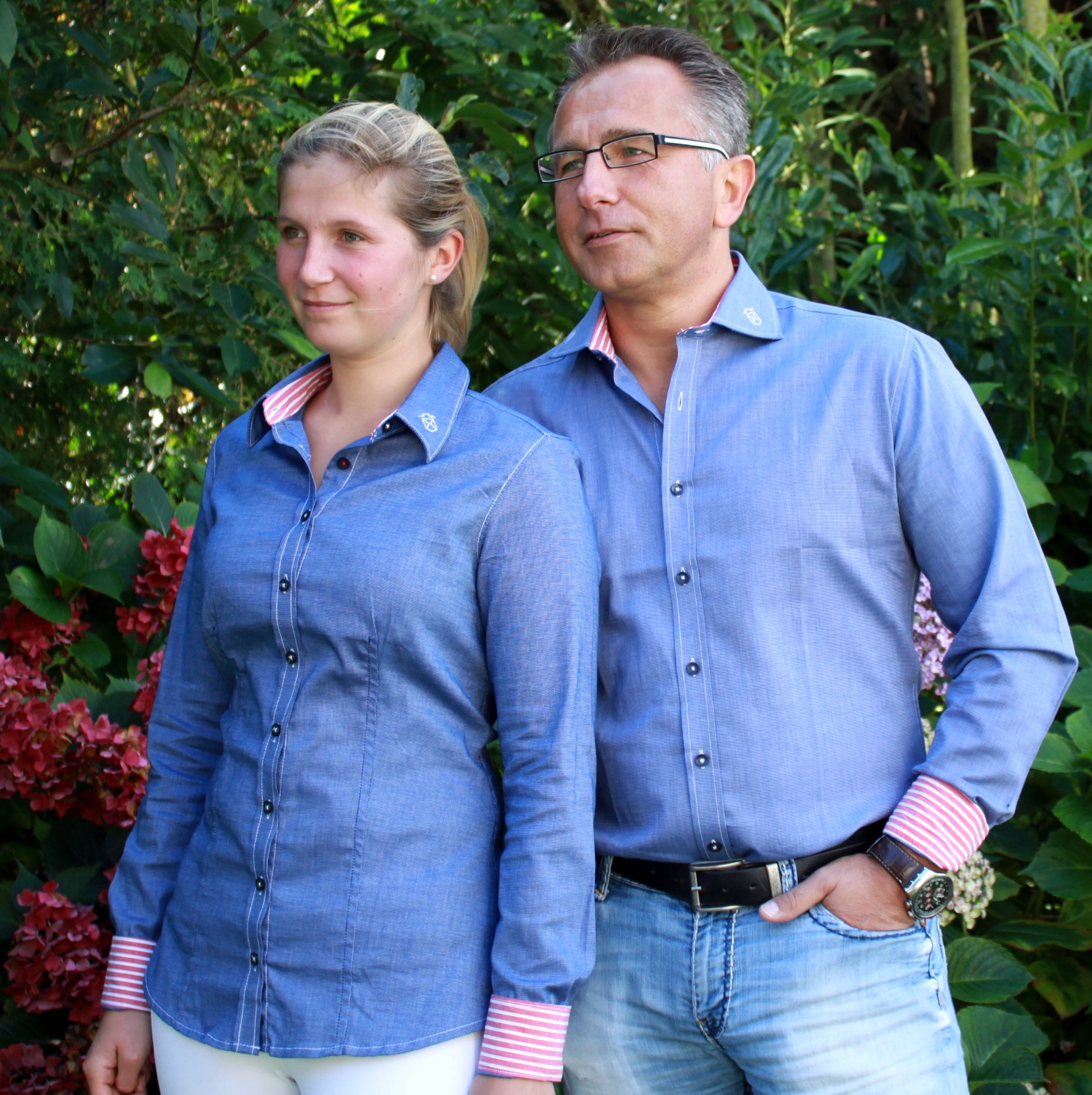 Damen Business Bluse mit Kontrasteinsätzen an Kragen/Manschette